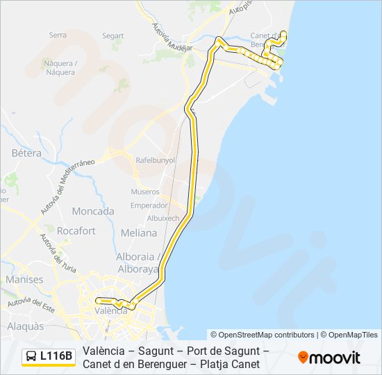 L116B bus Line Map