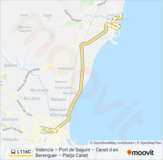 L116C Bus Line Map