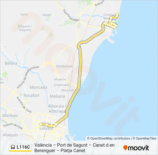 L116C Bus Line Map