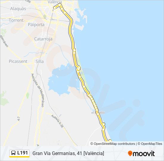 L191 bus Mapa de línia