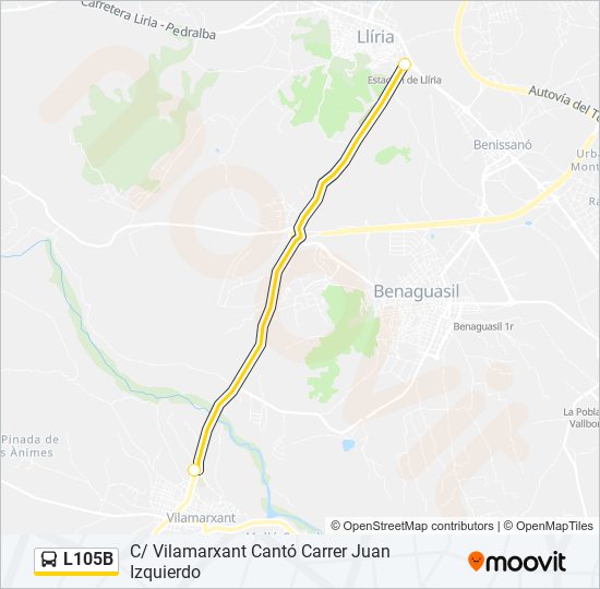 Mapa de L105B de autobús