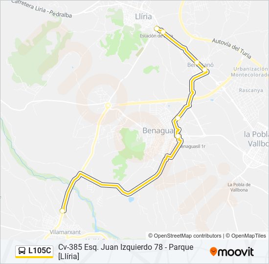 Mapa de L105C de autobús