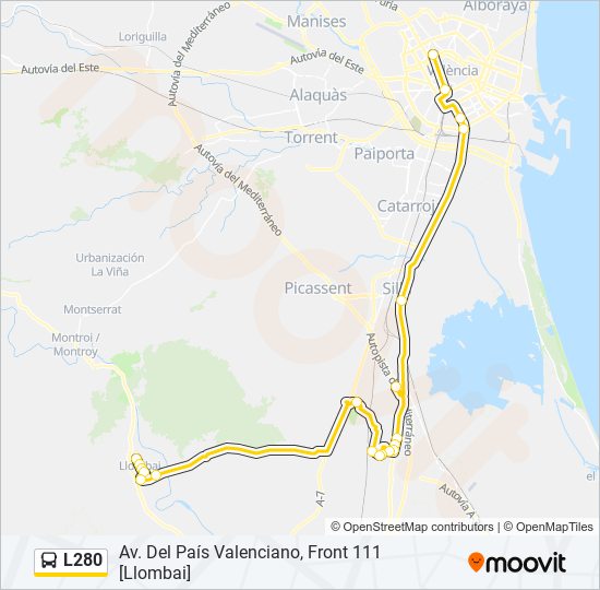Mapa de L280 de autobús