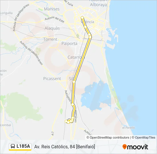 L185A Bus Line Map