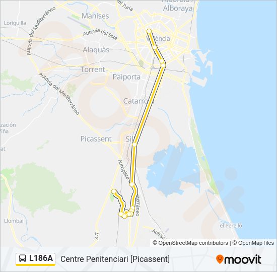 Mapa de L186A de autobús