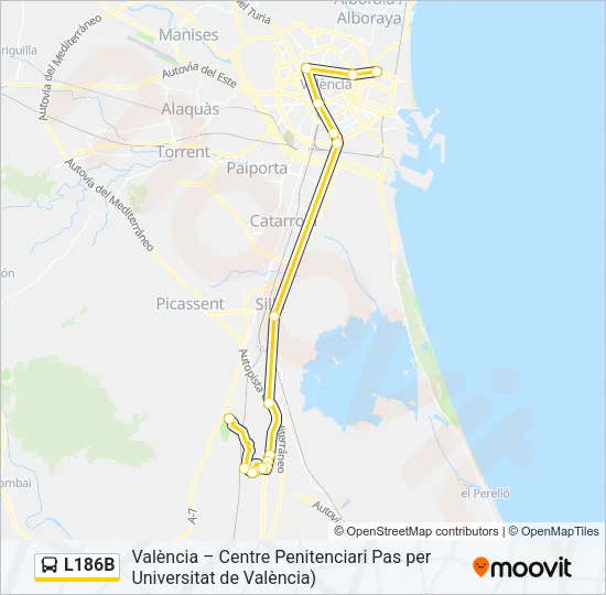 L186B Bus Line Map