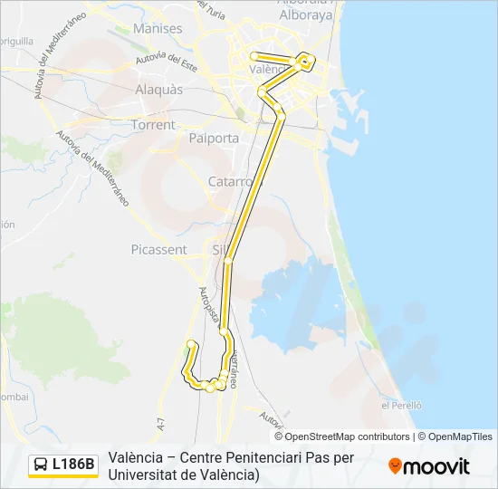 L186B Bus Line Map