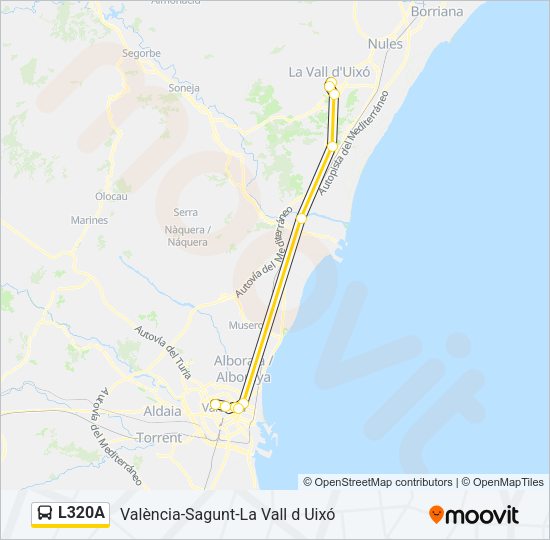 Mapa de L320A de autobús