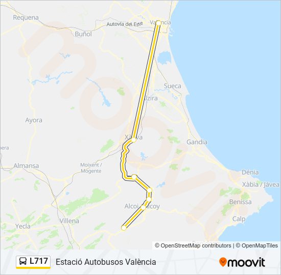 Mapa de L717 de autobús