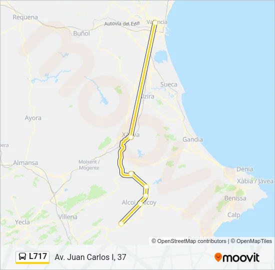 L717 bus Mapa de línia