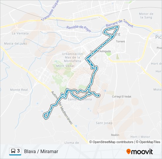 3 bus Mapa de línia