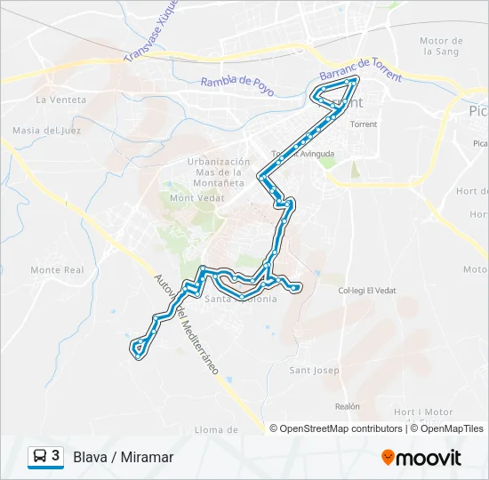 3 bus Mapa de línia