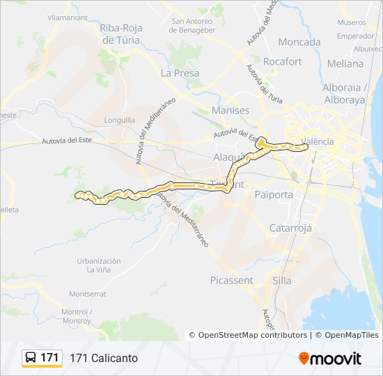 Bus 171 Route Map 171 Route: Schedules, Stops & Maps - 171 Calicanto (Updated)