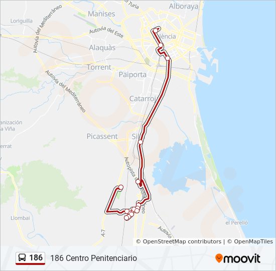 Bus 186 Route Map 186 Route: Schedules, Stops & Maps - 186 Centro Penitenciario (Updated)