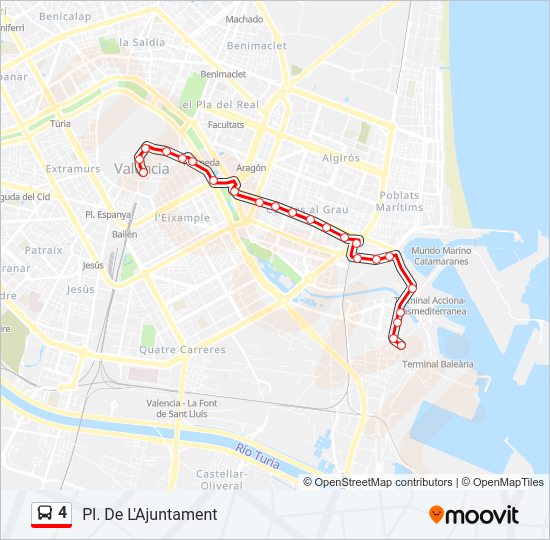 Mapa de 4 de autobús