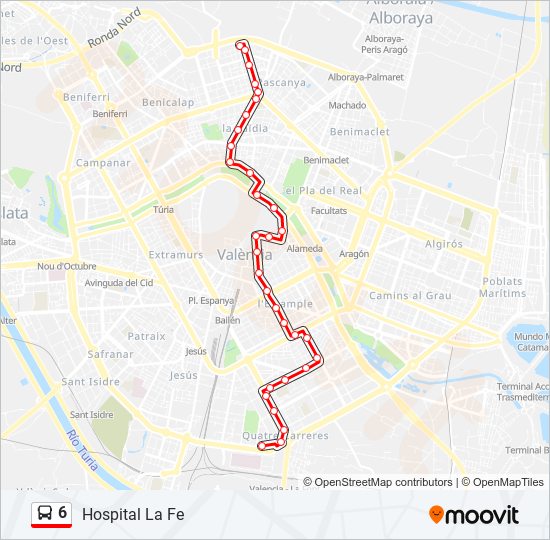 Mapa de 6 de autobús