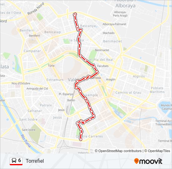 6 Bus Line Map