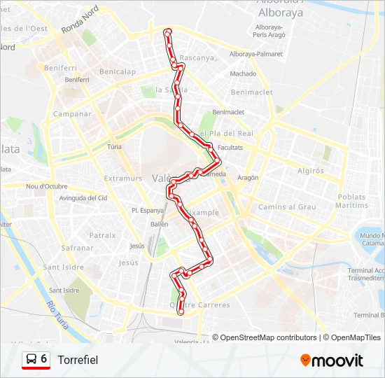 Mapa de 6 de autobús