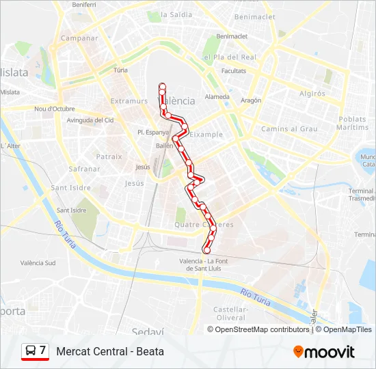 7 bus Mapa de línia