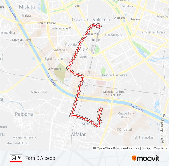 9 Bus Line Map