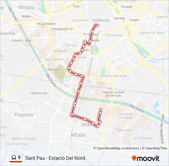 9 Bus Line Map