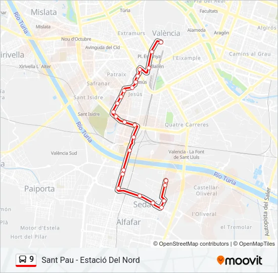 9 Bus Line Map
