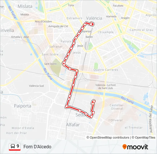 9 Bus Line Map