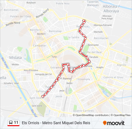 11 Bus Line Map
