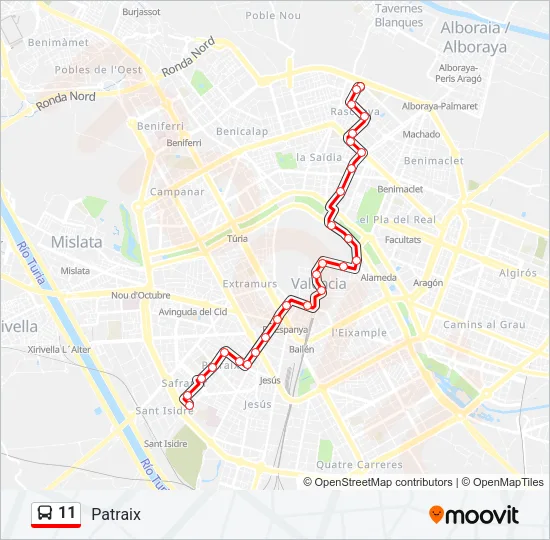 11 Bus Line Map