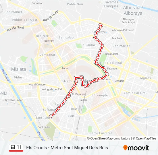 11 Bus Line Map