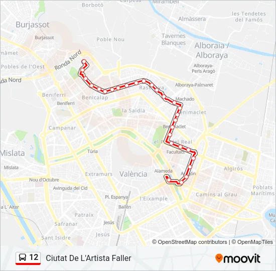 12 Bus Line Map
