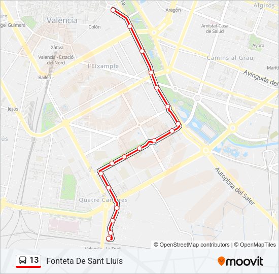 13 Bus Line Map