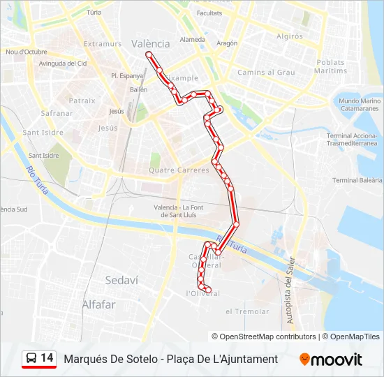 14 Bus Line Map