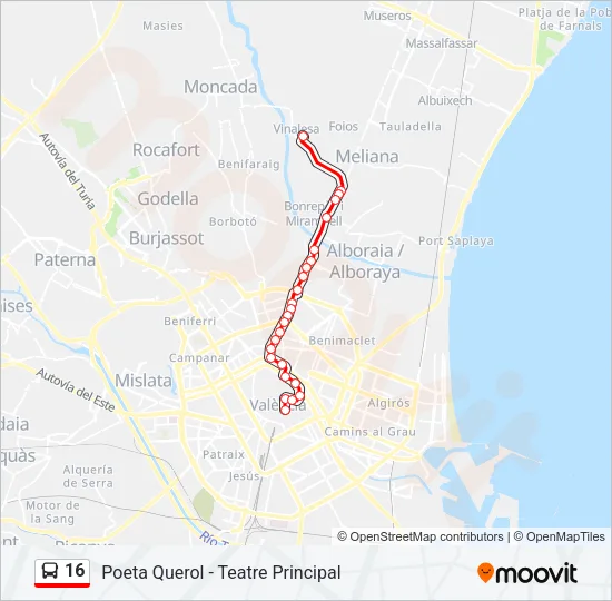 16 Bus Line Map