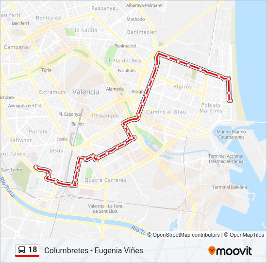 18 Bus Line Map