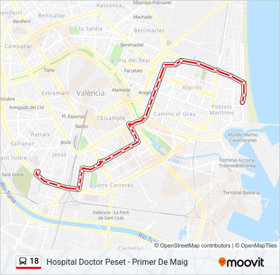 18 Bus Line Map