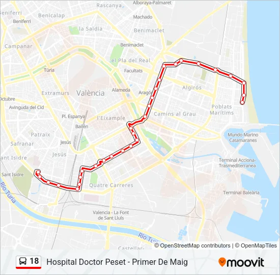 18 Bus Line Map