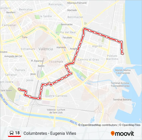 18 Bus Line Map