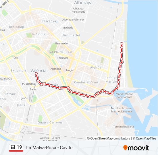 19 Bus Line Map