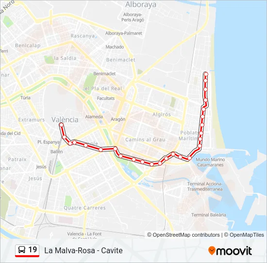 19 Bus Line Map