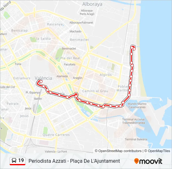19 Bus Line Map
