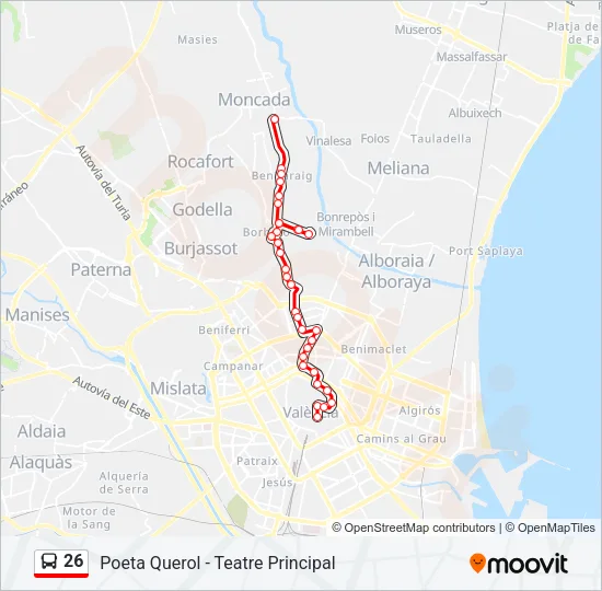 26 bus Mapa de línia