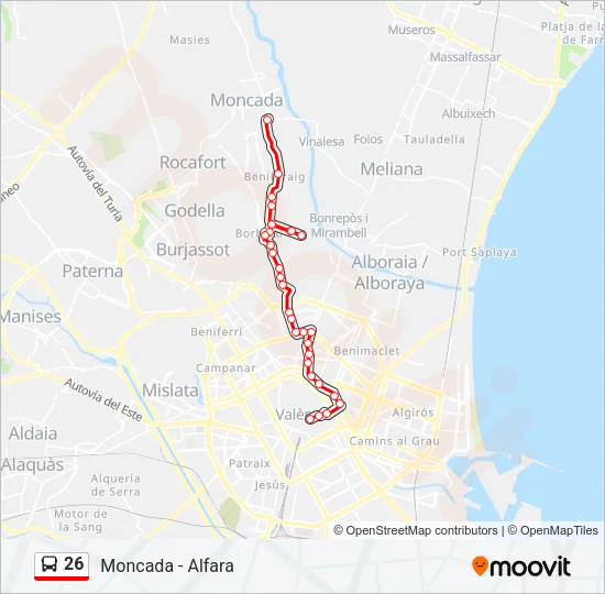 26 Bus Line Map