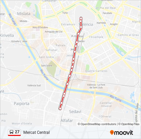 27 bus Mapa de línia