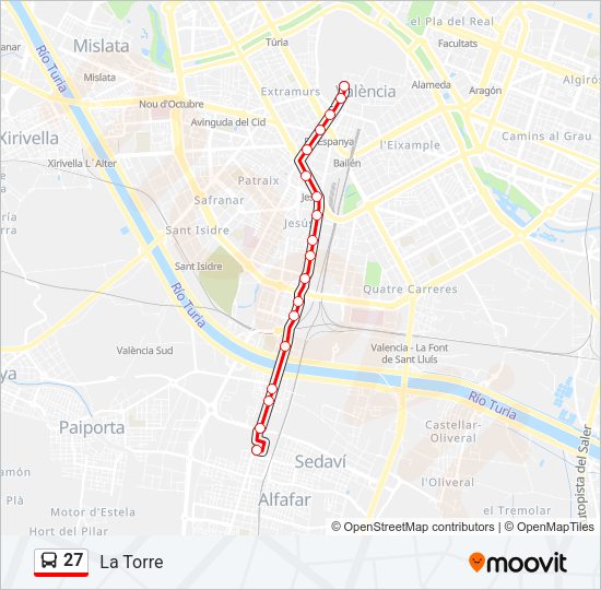 27 Bus Line Map