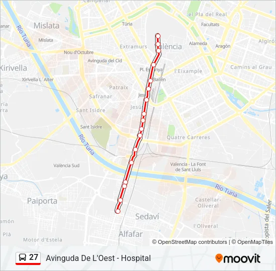 27 bus Mapa de línia