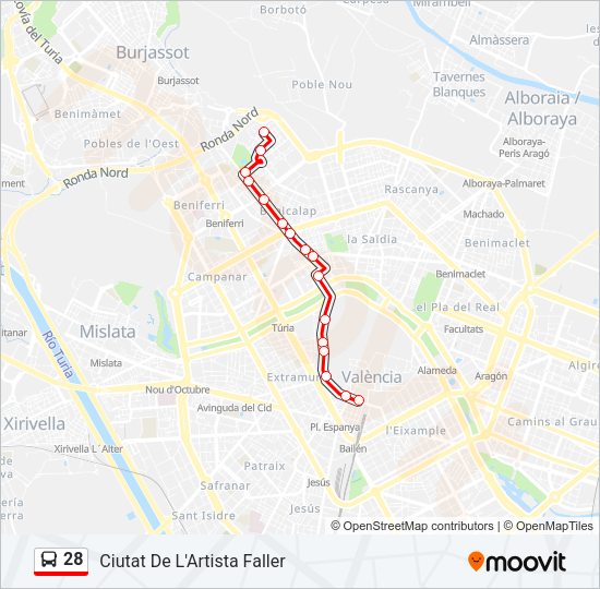 28 Bus Line Map