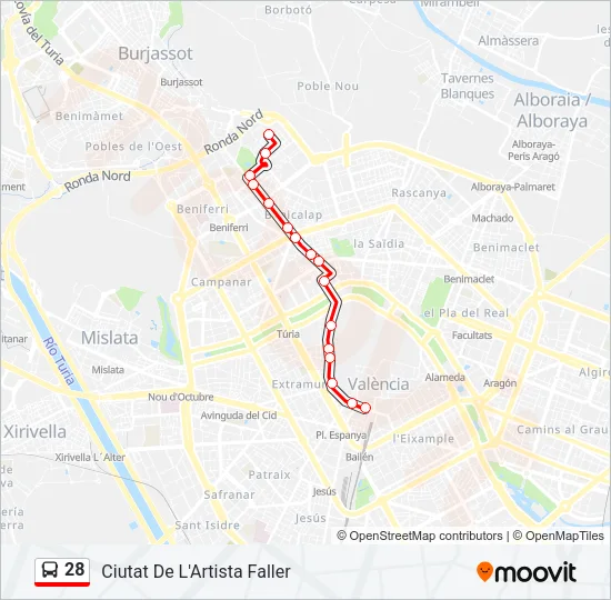 28 Bus Line Map