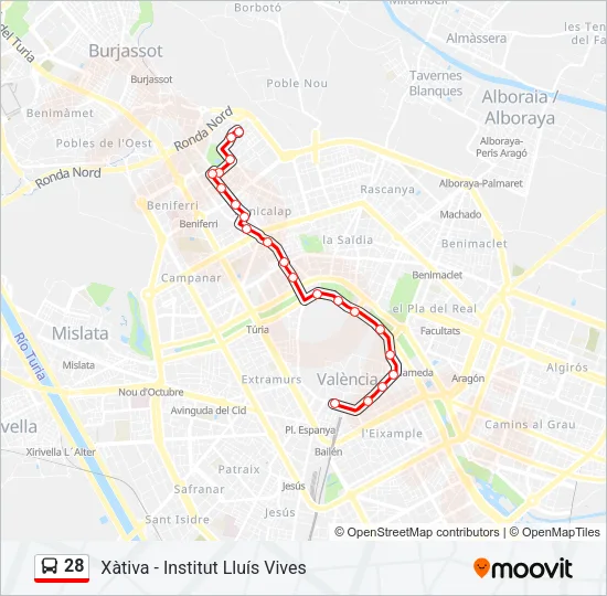 28 Bus Line Map