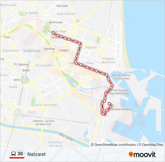 30 Bus Line Map